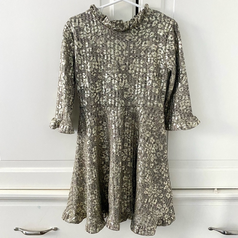 Art Class, metallic gold cheetah print dress, Size XS 4/5